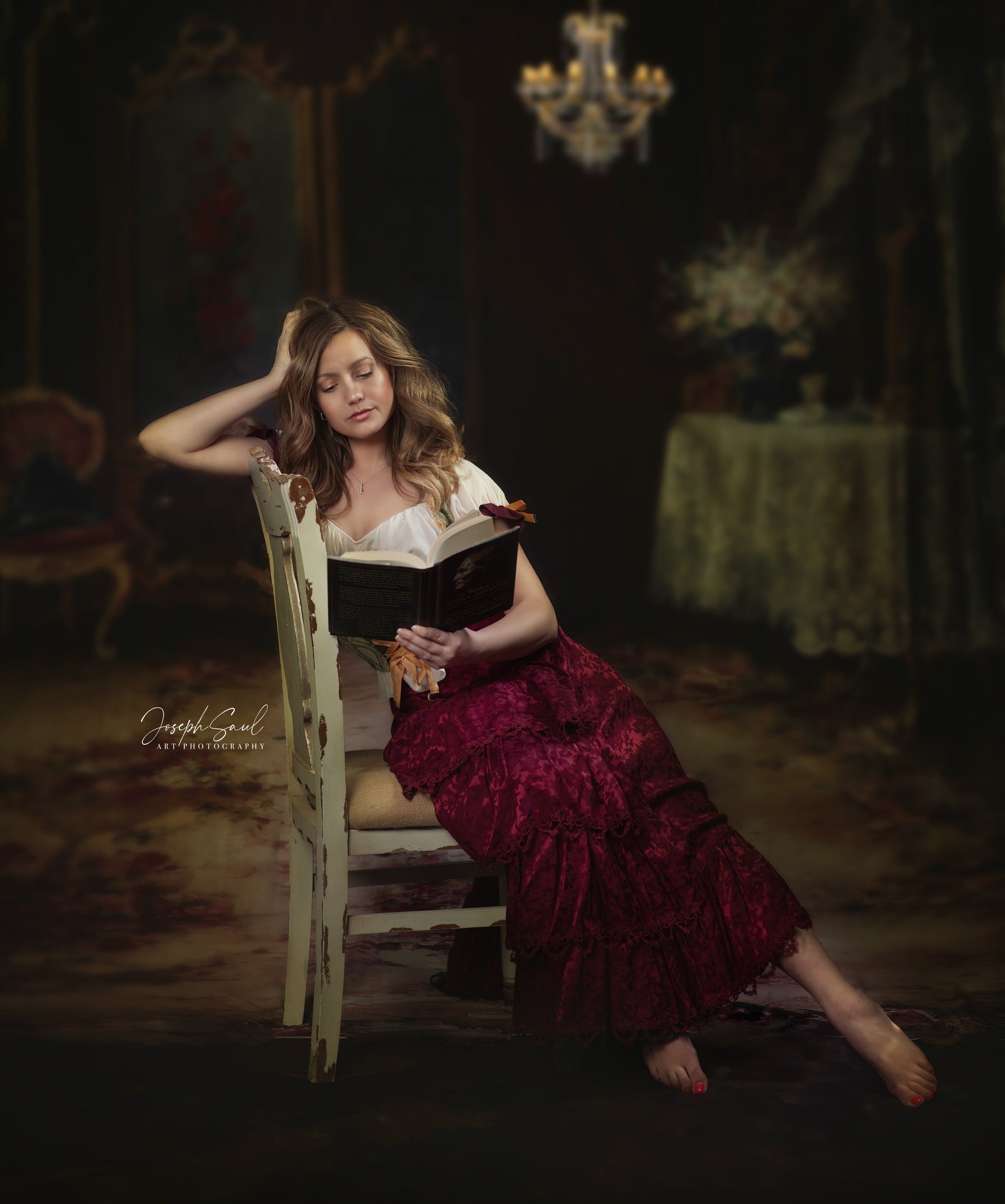 Avezano Elegant Room Oil Painting Style Photography Backdrop-AVEZANO